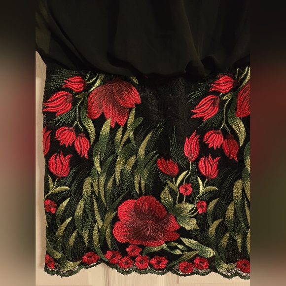 Aidan by Aidan Mattox black and red floral blouson Dress size 2 - Picture 4 of 14